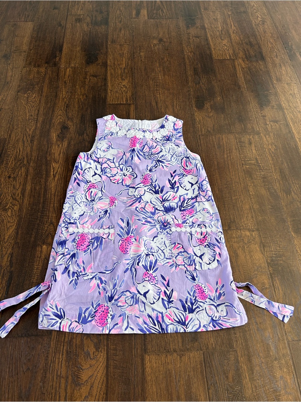 Lilly Pulitzer Lavender Floral Sleeveless Shift Dress with Side Ties